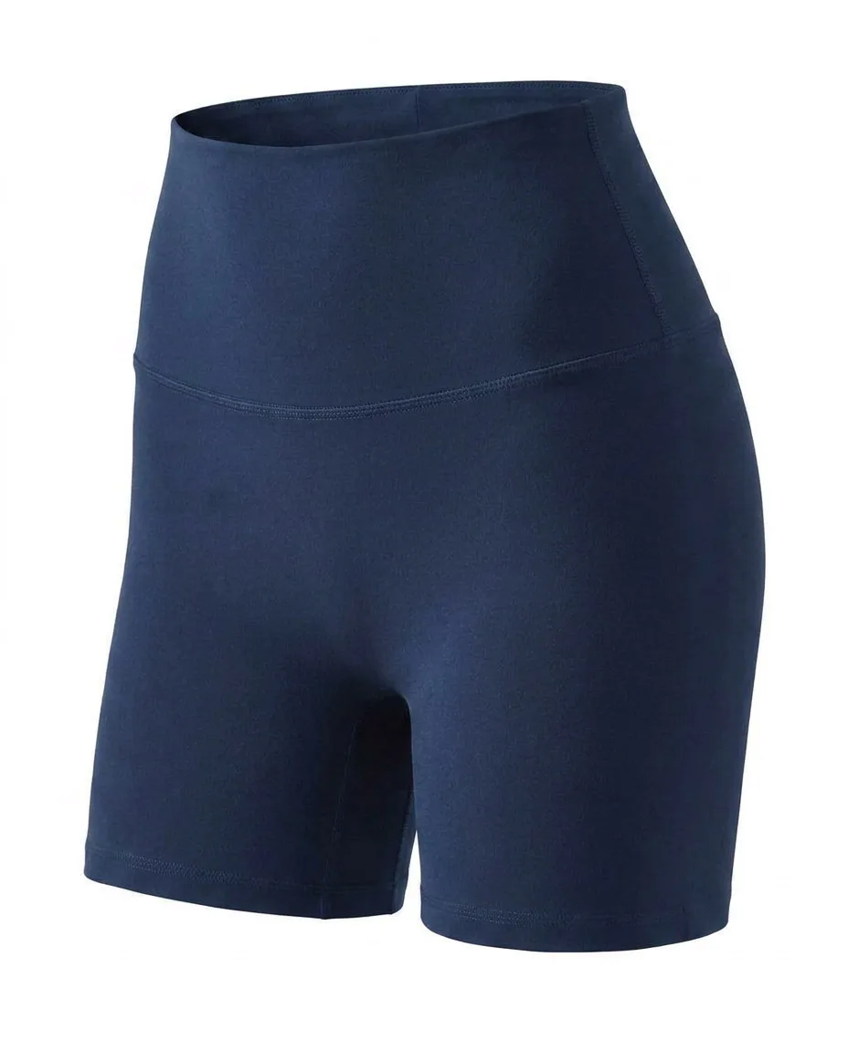Shorts Foundation de mujer color azul marino con cintura alta, vistos de frente