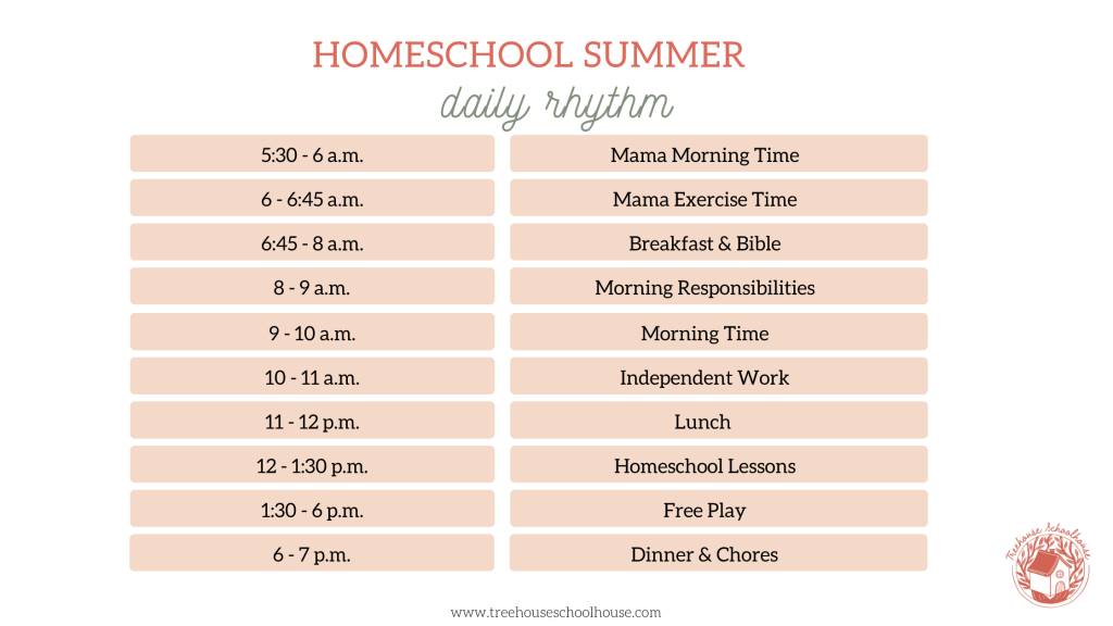 homeschool summer daily rhythm