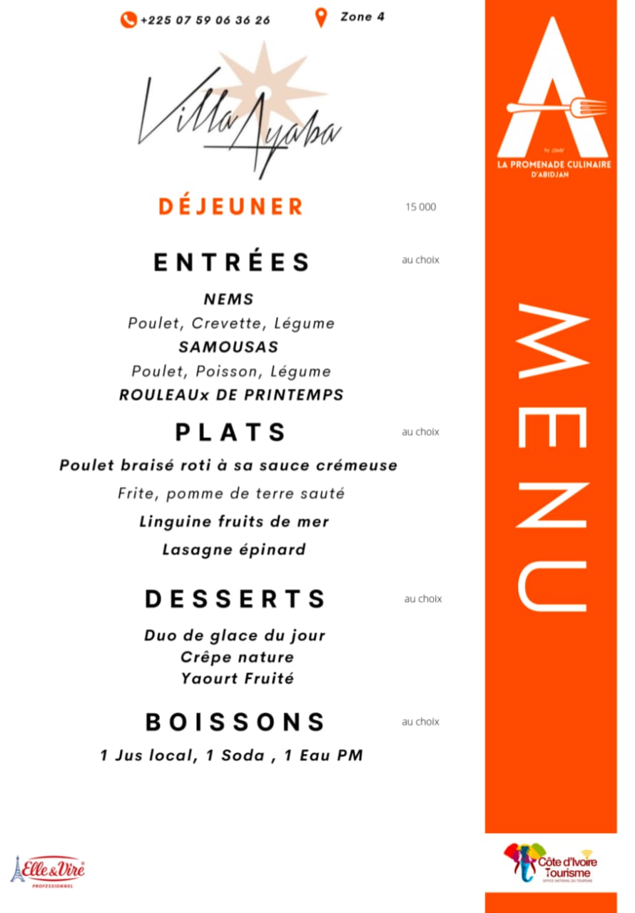 Menu Diner Promenade Culinaire