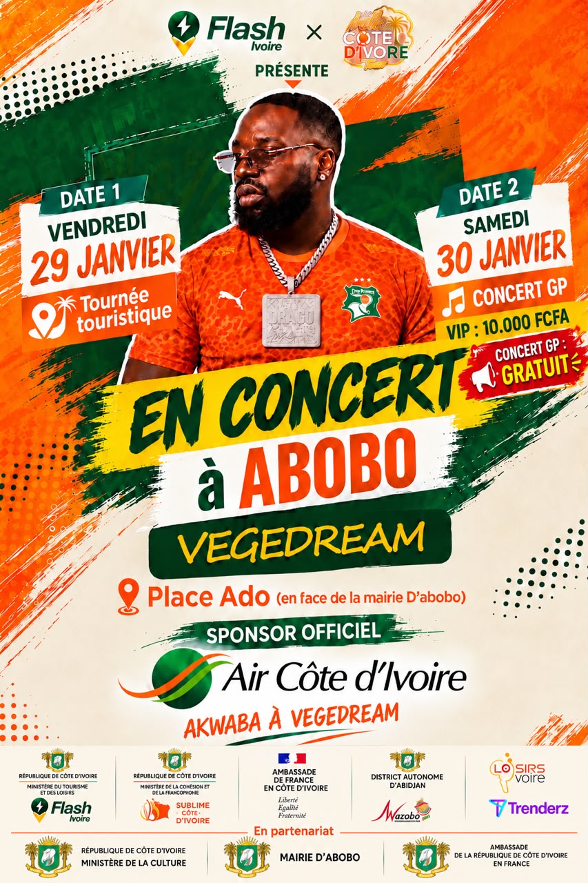 Ma Belle Côte d'Ivoire Tour : Concert Vegedream à Abobo