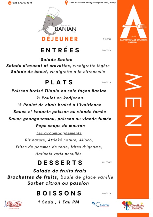 Menu déjeuner promenade culinaire