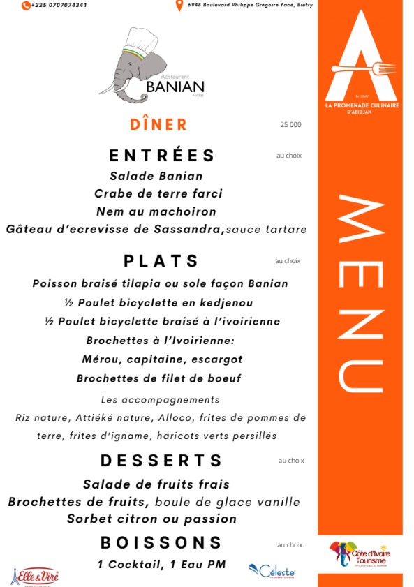 Menu diner promenade culinaire