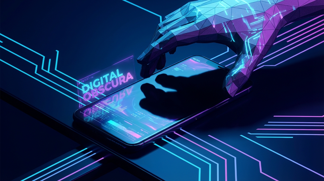 A large hand casting a shadow over a small smartphone screen