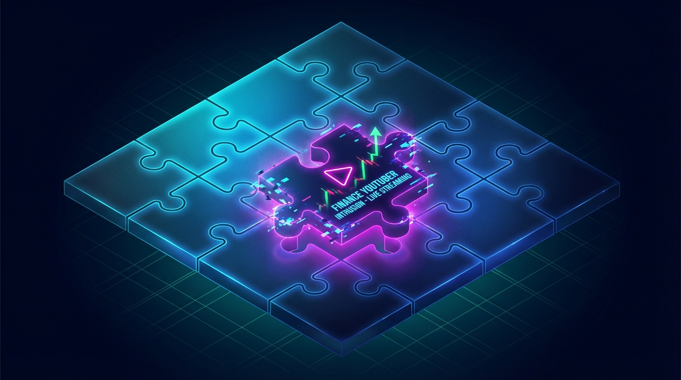 A digital puzzle where one piece is a live video screen showing the wrong image