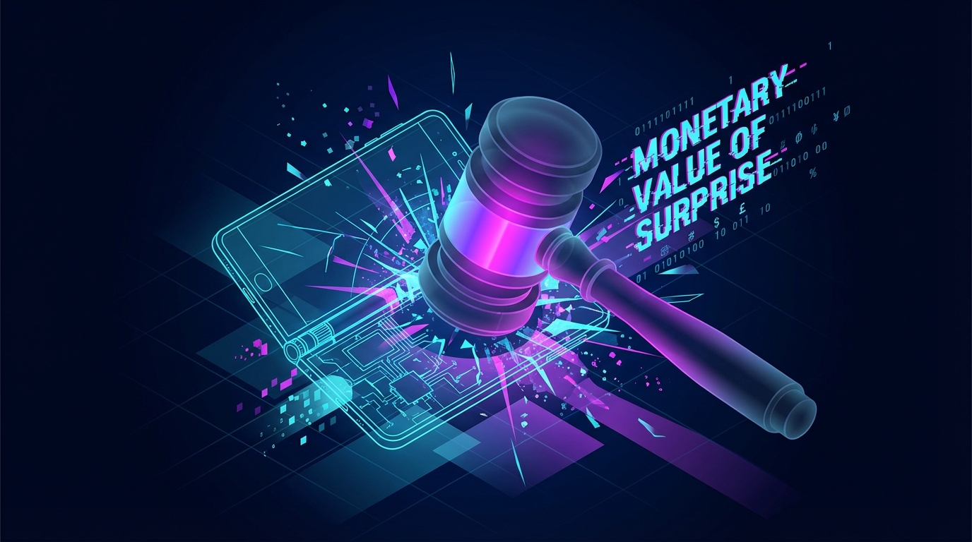 A gavel smashing a smartphone blueprint