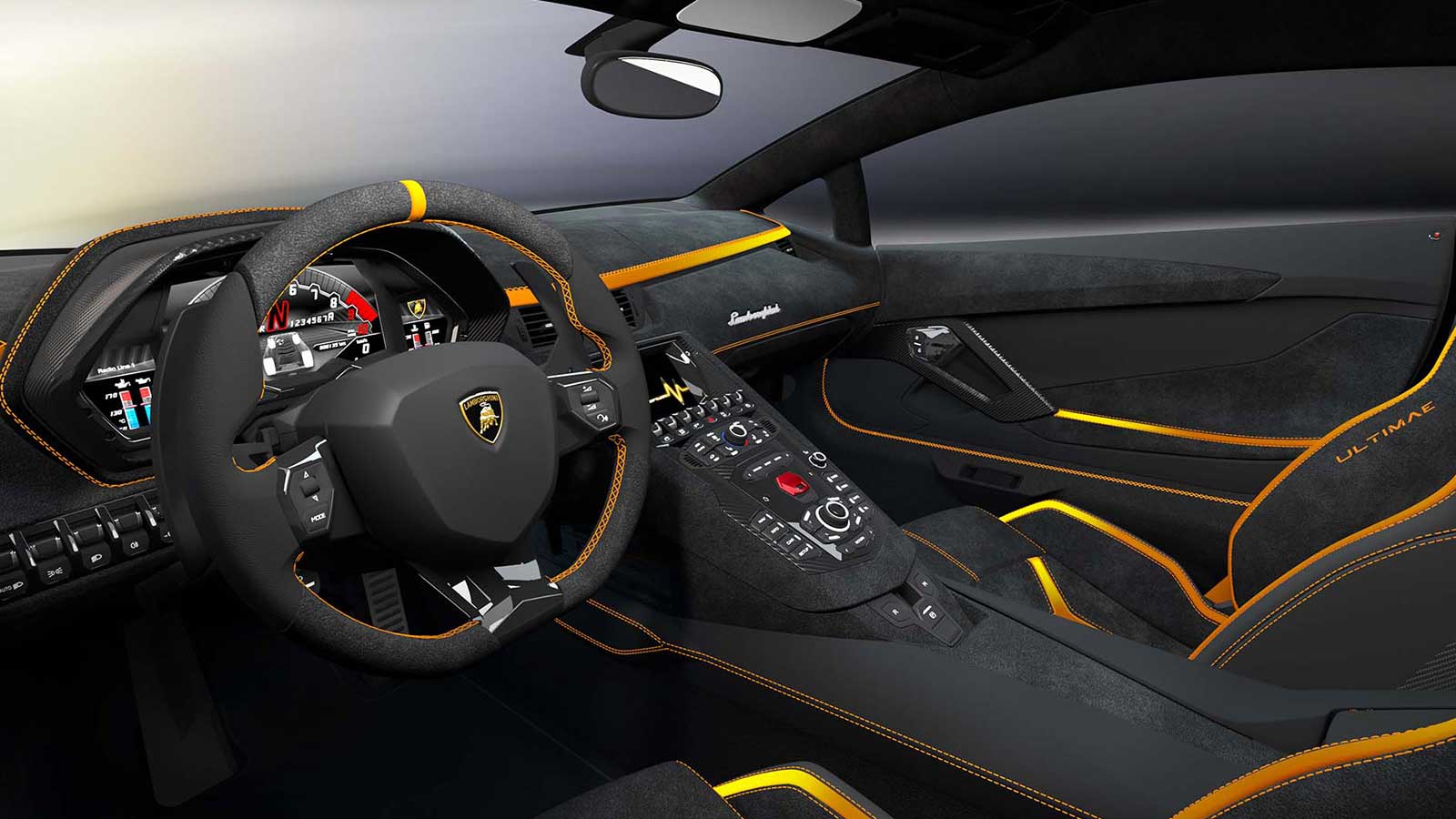 Hình ảnh bên trong chiếc Lamborghini Aventador Coupé.