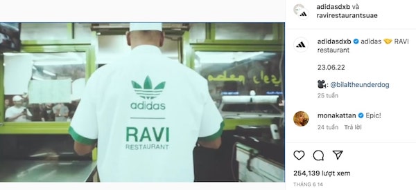 Adidas kết hợp với nhà hàng Ravi và đạt được lượng tương tác tốt của khách hàng (Ảnh: Instagram @adidasdxb).