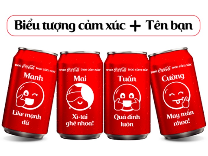 Sản phẩm cá nhân hóa trong chiến dịch của Coca-Cola.