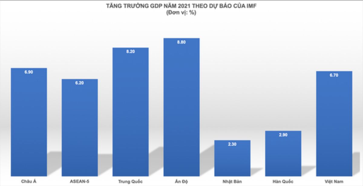 Việt Nam dự kiến tăng trưởng 6,7% trong năm 2021.