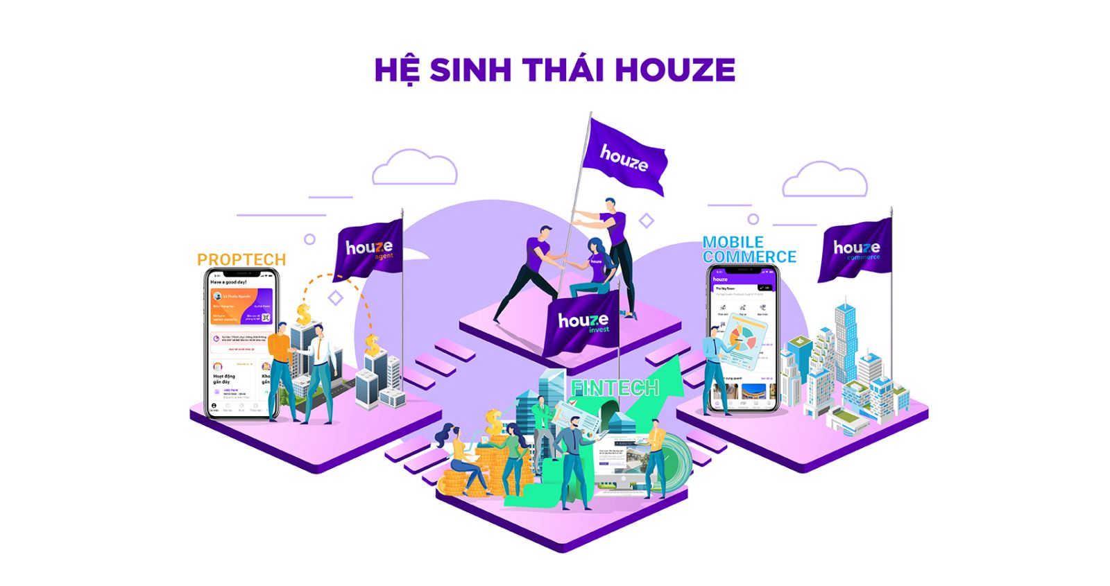 Năm 2020, Houz.e chính thức ra mắt xác lập hệ sinh thái số gồm 6 cộng đồng với sự phát triển song hành từ 3 mô hình Proptech - FinTech và Mobile Commerce.