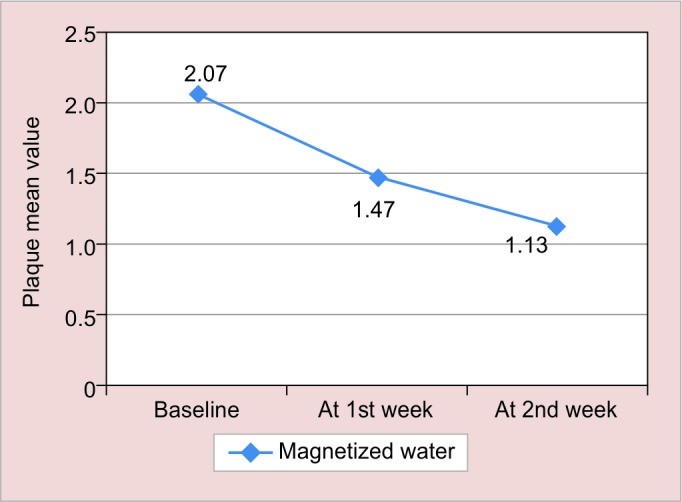 Sau 2 tuần, mảng bám chứa vi khuẩn ở nhóm trẻ sử dụng nước từ tính đã giảm.
