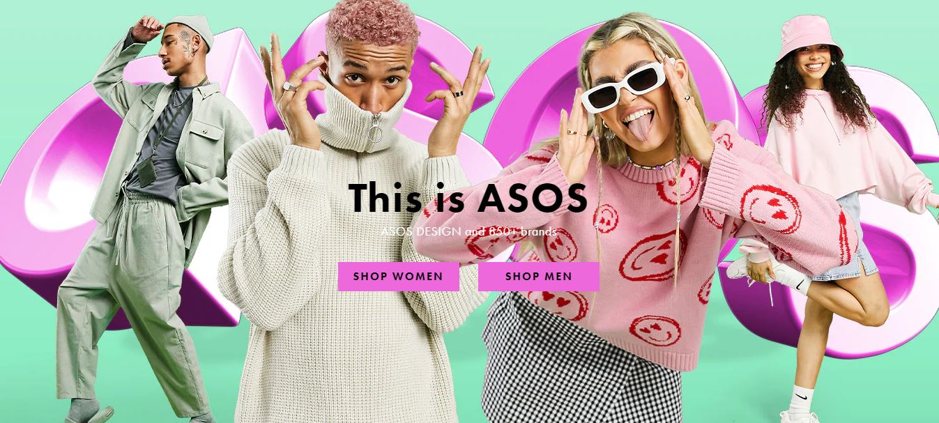 Giao diện trẻ trung của ASOS.com.