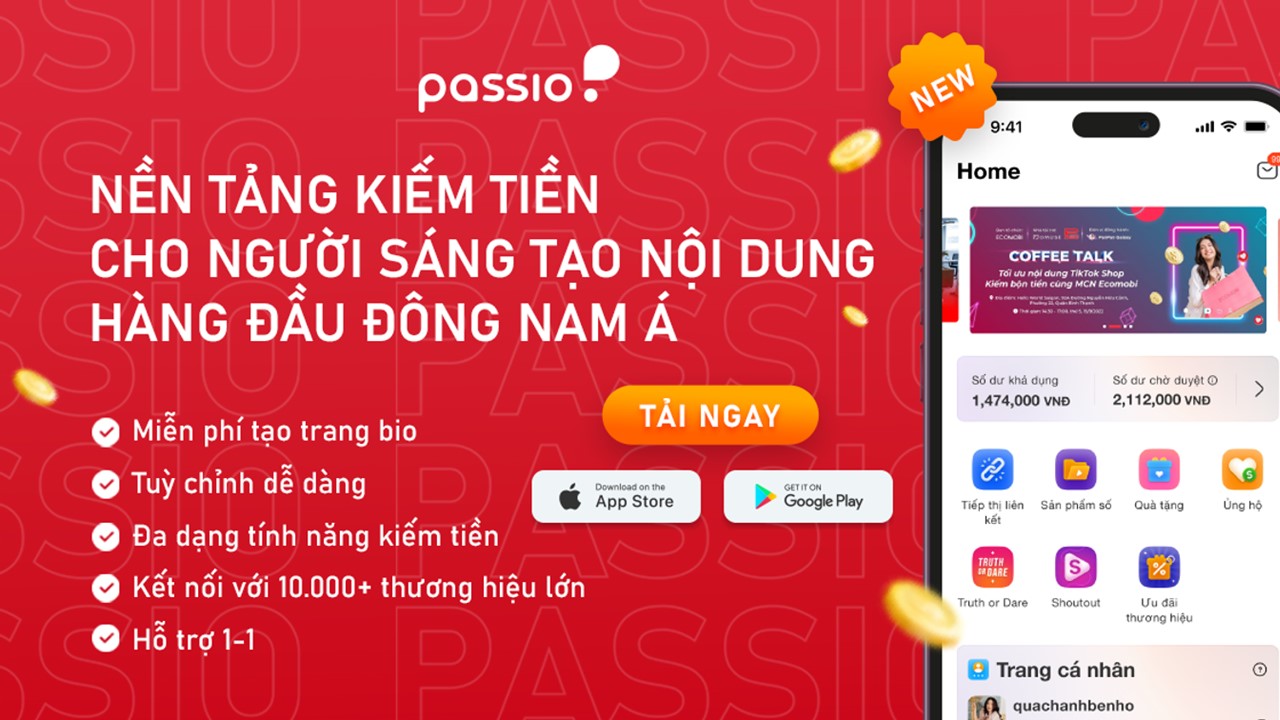 Ứng dụng Passio - Công cụ đắc lực cho Content Creator tăng thu nhập với thao tác đơn giản