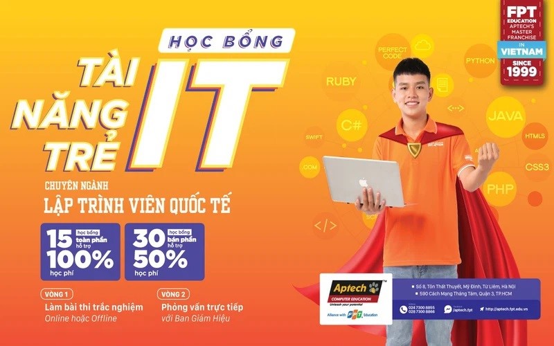 Quảng cáo khóa học IT tại FPT Aptech cho các sinh viên yêu công nghệ trên các banner và nền tảng mạng xã hội khác nhau.