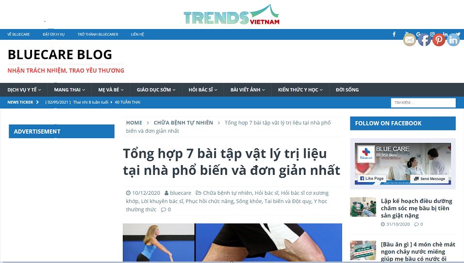 Các chuyên mục trong Blog (từ trái qua): Dịch vụ y tế, Mang thai, Mẹ và bé, Giáo dục sớm, Hỏi bác sĩ, Bài viết ảnh, Kiến thức y học, Đời sống.