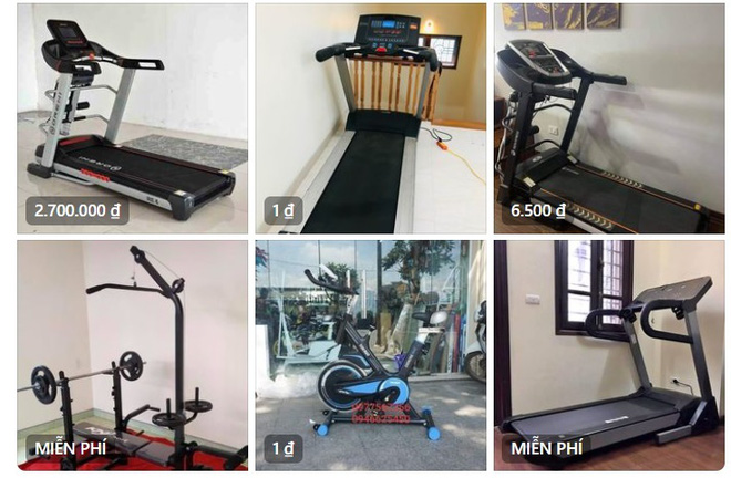 Nhiều loại máy tập thể dục cũ tại nhà được rao bán trên chợ MXH.