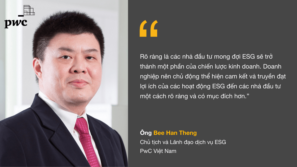 Ông Bee Han Theng phát biểu trong buổi chia sẻ về ESG. (nguồn: PwC).