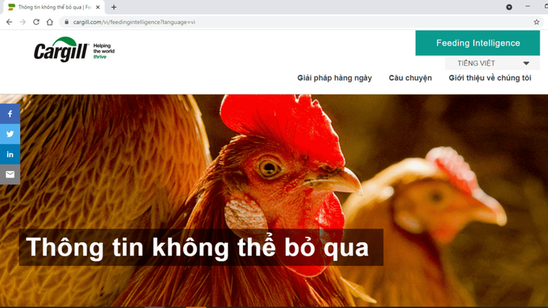 Trang web Feeding Intelligence với giao diện Tiếng Việt mới.