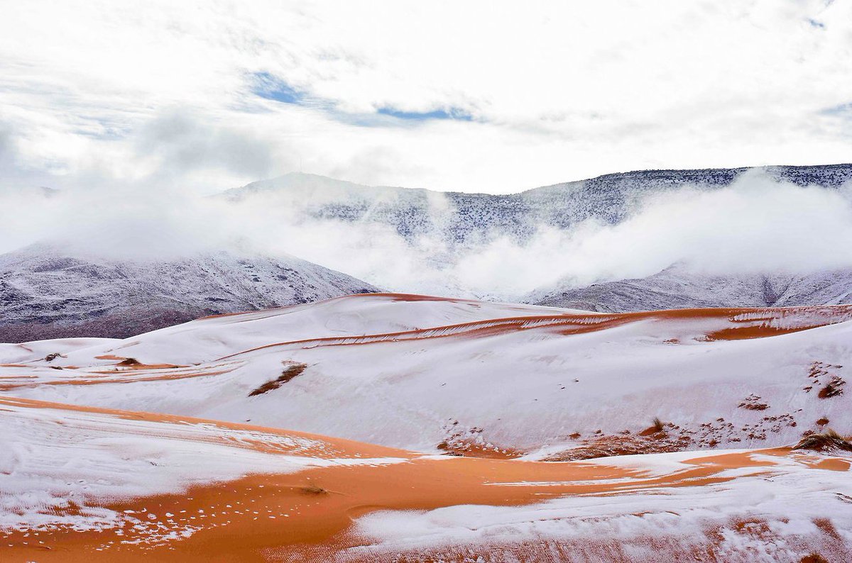 Chuyện thật khó tin: Tuyết rơi phủ trắng xóa một phần sa mạc Sahara