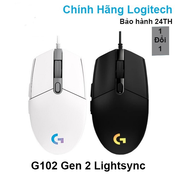 Logitech G102 Gen2 Lightsync - Thiết kế cổ điển, thoải mái cho các game thủ, với cảm biến quang học 200 - 8000 DPI di chuyển nhanh, chính xác.