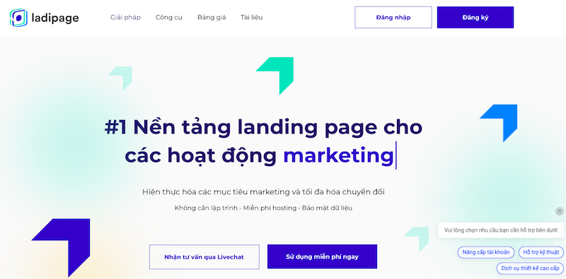 LadiPage thiết kế landing page chuyển đổi cao (Ảnh chụp màn hình).