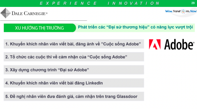 Dale Carnegie đề cập đến chiến dịch phát triển "Đại sứ thương hiệu" có năng lực vượt trội của Adobe (Ảnh chụp màn hình).