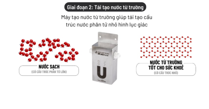 Nước từ trường có cấu trúc phân tử nhỏ hơn, giúp cung cấp dưỡng chất cho tế bào và tăng khả năng đào thải độc tố.