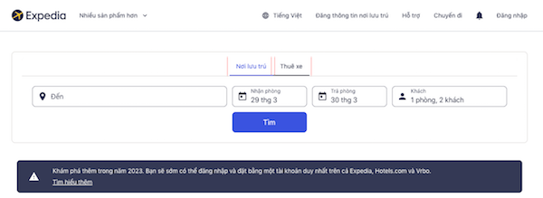 Giao diện của trang Web tổng hợp về du lịch của Expedia. Giao diện của trang Web tổng hợp về du lịch của Expedia.