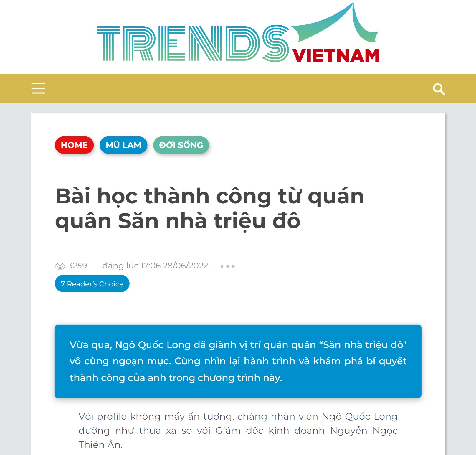 Bài viết trên Trends Việt Nam đưa tới thông tin hữu ích nhận được hơn 3200 lượt xem. Đọc thêm tại đây.