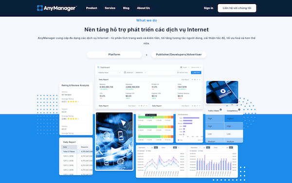 AnyManager cung cấp đa dạng các dịch vụ Internet (Ảnh chụp màn hình).