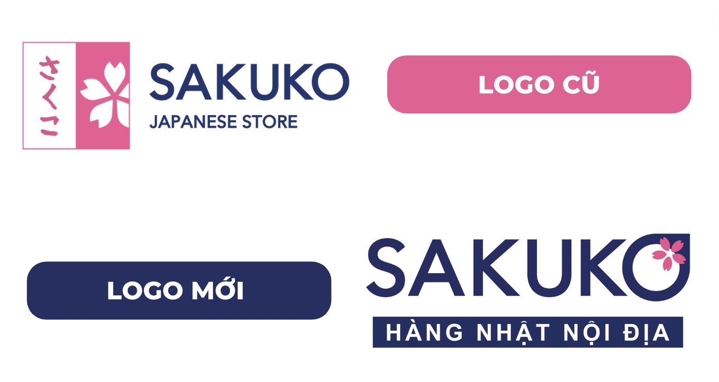 So sánh hai lần thay đổi logo của Sakuko.