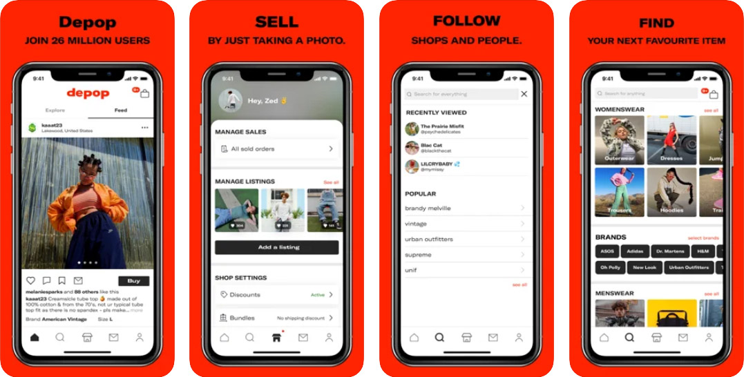 Ứng dụng Depop sẽ giúp bạn tìm được những món đồ cũ vừa ý của các thương hiệu như Converse, Yeezy, Adidas,...