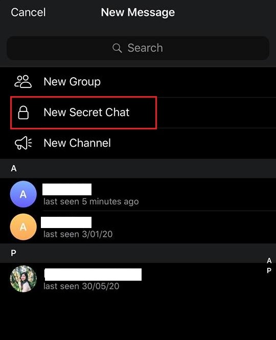 "Secret Chat" của Telegram.