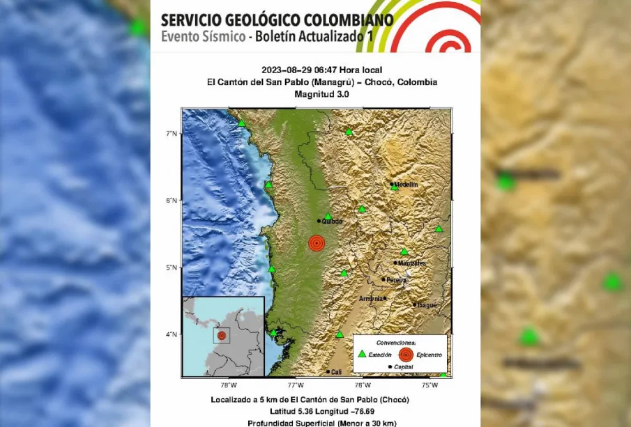 Epicentro de temblor en Colombia