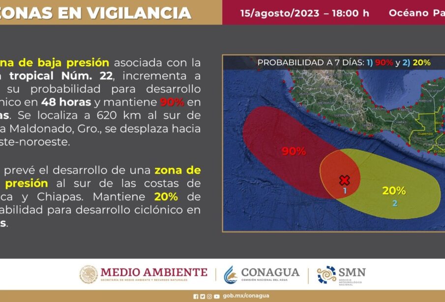 Hay dos zonas de baja presión en el Pacífico que podrían convertirse en ciclones