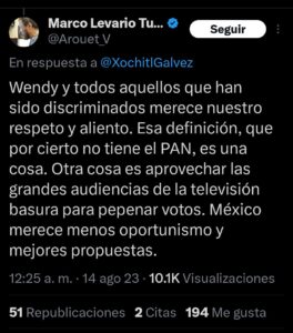 Xóchitl Gálvez felicita a Wendy Guevara e internautas la critican
