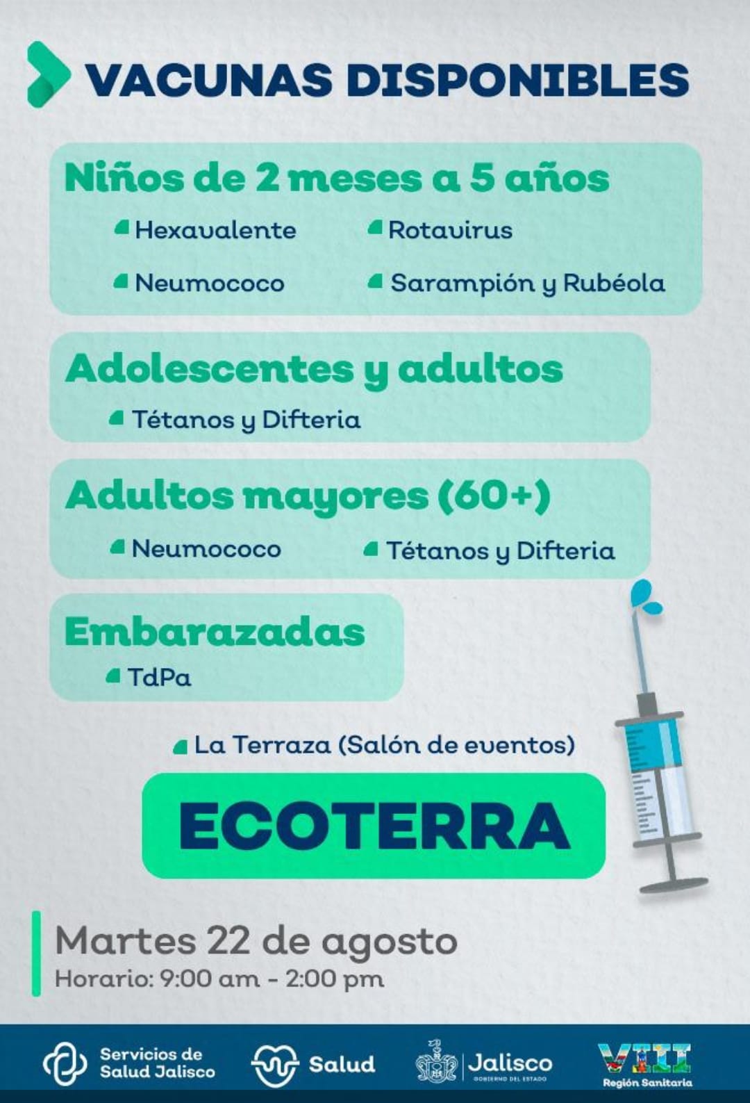 Información sobre de la jornada de vacunación.