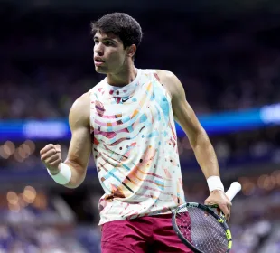 Carlos Alcaraz durante el partido en el US Open