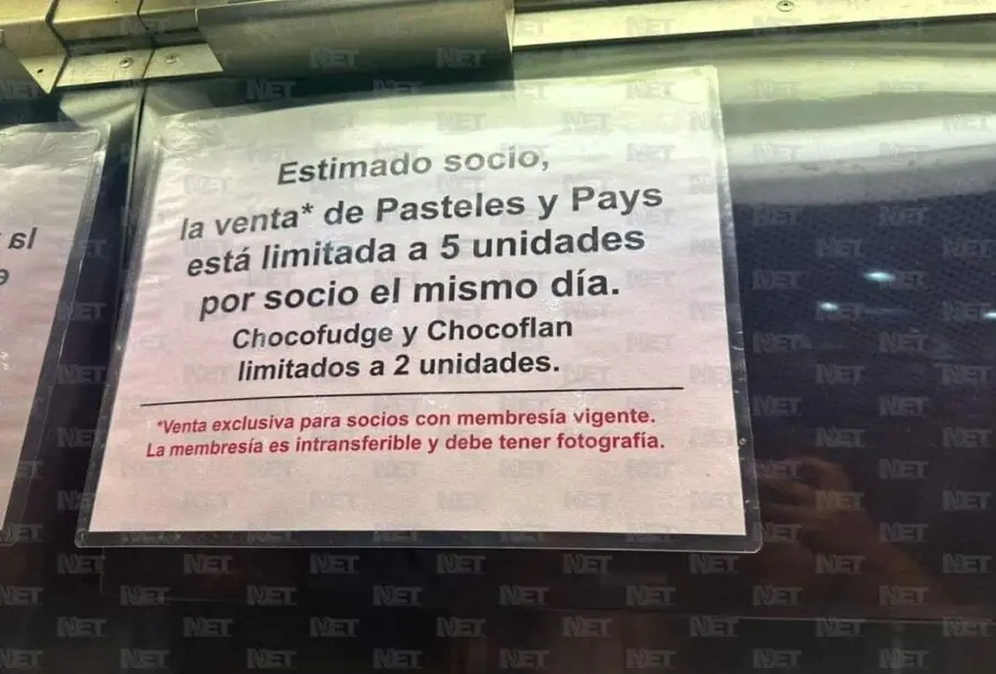 Anuncio sobre restricciones por venta de pasteles