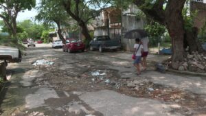 Calle Ignacio L. Vallarta llena de baches