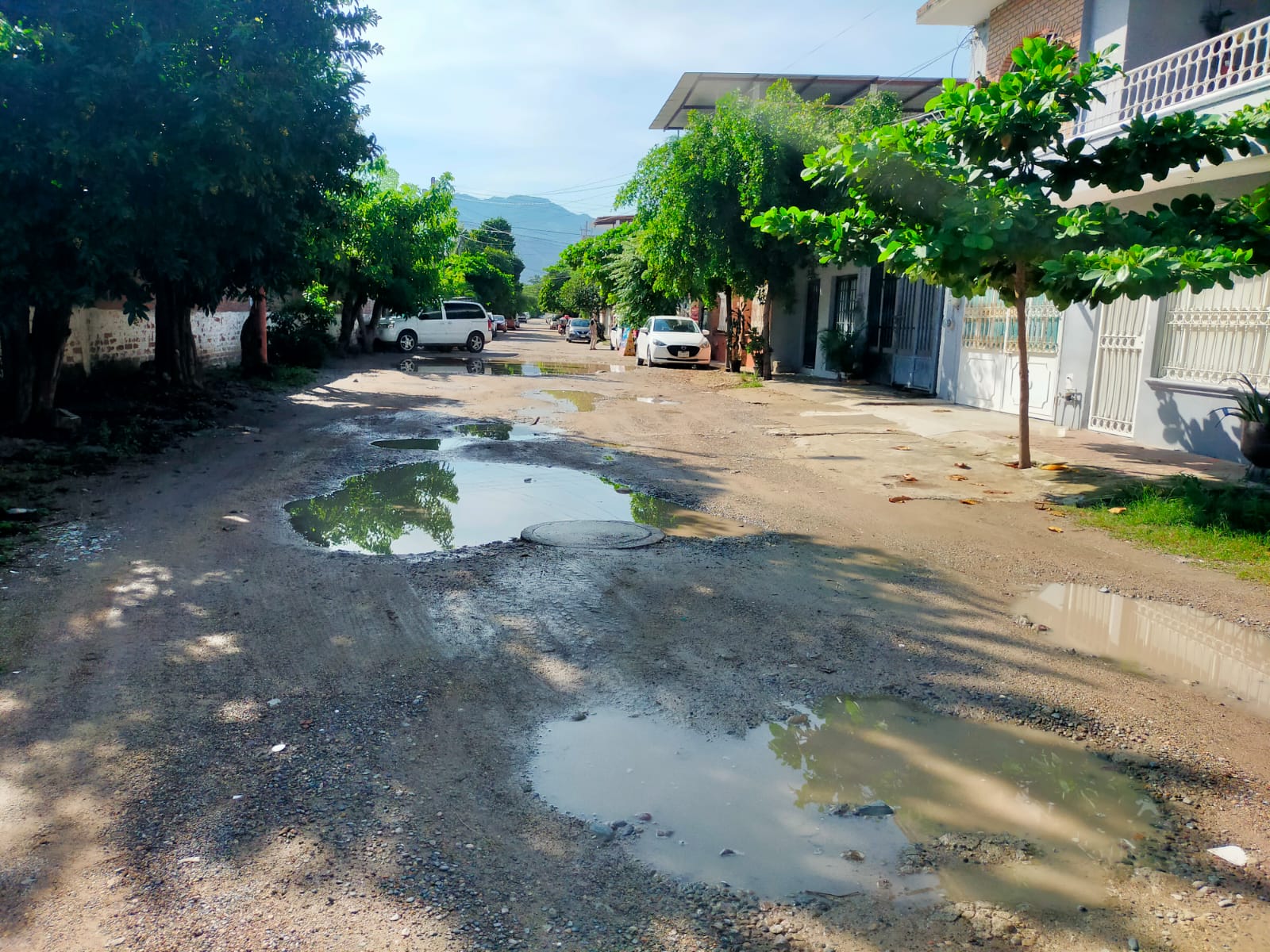 Charcos de agua con lodo en La Floresta