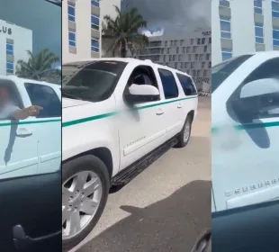 Taxista de Cancún agrediendo a turistas.