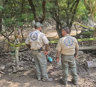 Sitio acordonado por brigadistas en el Paso de las Vacas