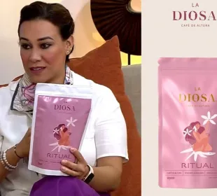 Magaly Fregoso promocionando Café La Diosa