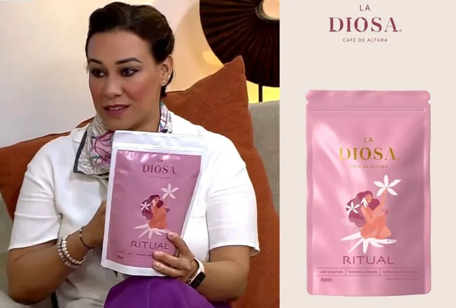 Magaly Fregoso promocionando Café La Diosa