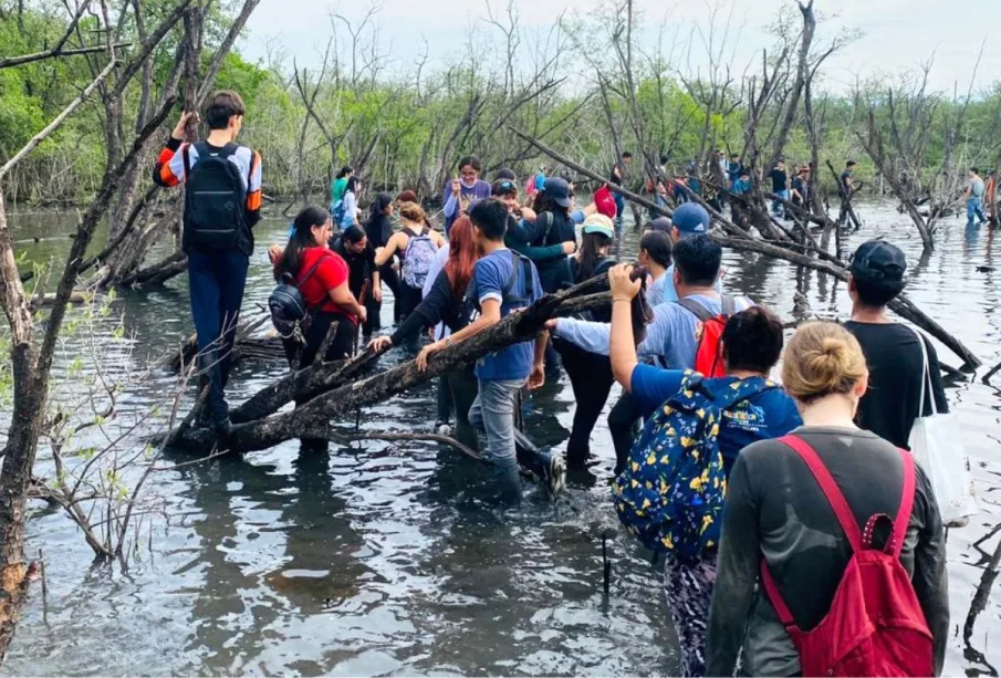 Estudiantes en reforestación de El Salado