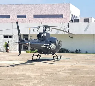 Helicóptero en helipuerto para traslado a Guadaljara