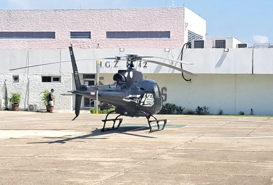 Helicóptero en helipuerto para traslado a Guadaljara