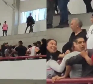 Pelea en evento de Delfina Gómez.