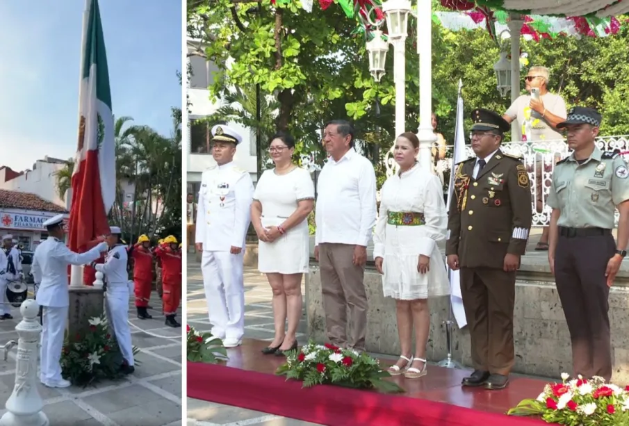 Izó la bandera nacional en la plaza de armas